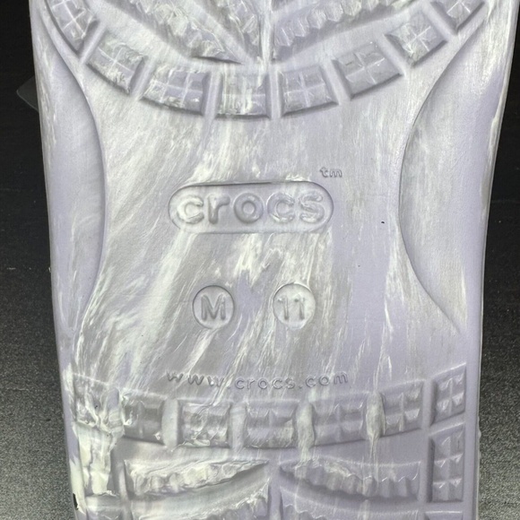 Crocs Classic Marbled Slides Size 11 Purple White Gray Unisex Slides Sandals - Picture 5 of 6